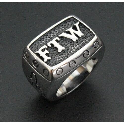 Size 7~15 Biker Ring 316L Stainless Steel FTW Punk Mechanical Screw Mens Motor Biker Ring