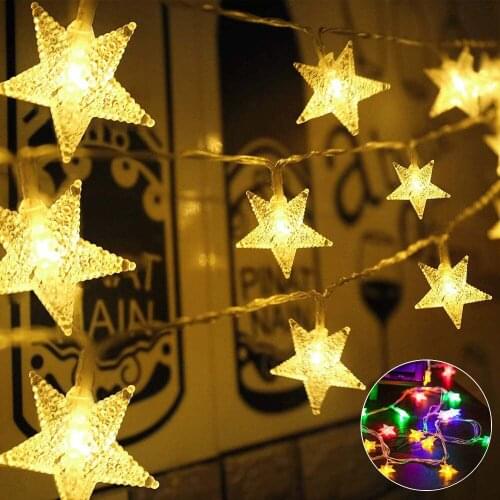 Battery Power Steady On Christmas Lights Tree Decoration LED Curtain Lights Outdoor Twinkle Star String Light Patio Fairy Lights
