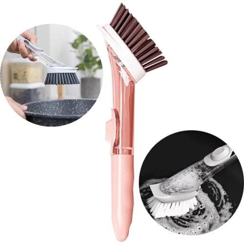 Pot Cleaning Brush Long Handle Household Cleaning Brush With Soap Dispenser