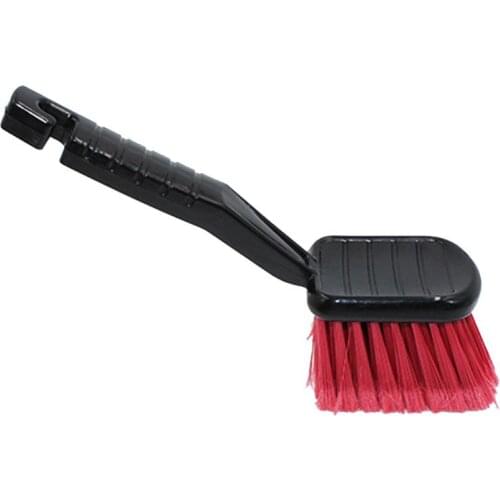 Car Wheel Brush Tire Rim Cleaner Soft Bristle Rim Detailing Brush Cleaning Brush Carpet Brush With Red Bristle + Black Handle