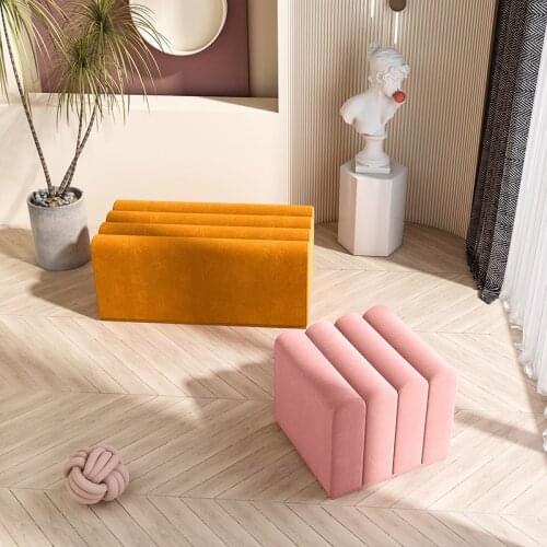 Zq Nordic Shoe Changing Stool Home Doorway Creative Long Stool Home Sitting Soft Bag Footstool