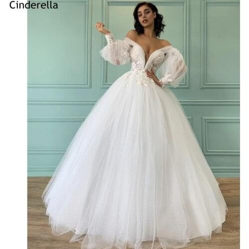 Wedding Dresses Long Sleeves V-Neck A-Line Sweep Train Tulle Lace Wedding Dresses With Lace Up Back Bridal Gown vestido de noiva