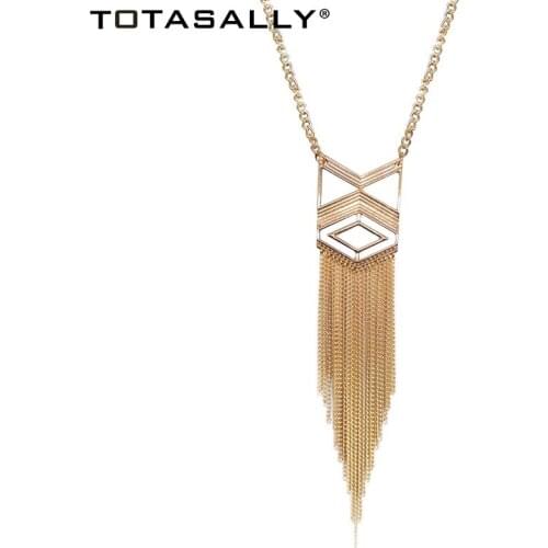 TOTASALLY Fashion simple geometric designs Long Chain Tassel Necklace for women party show Jewelry Gifts Dropship