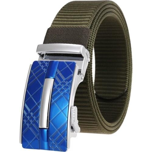 High Quality Fashion Male Black Nylon Belt Outdoor Metal Automatic Buckle Casual Pants Cool Wild Luxury Waist Belts G125-0217A-1