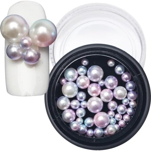 1 Set New Design 3D Nail Art Decorations Charms Mix Size Pearl Steering Wheel Manicure DIY Unha Perlas Acrylic Accessoires