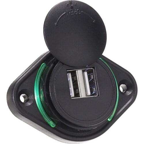 12V 24V Motorcycle Car Charger Repairment Dual USB Waterproof Charger Socket Outlet with LED Lamp Replacement Accessories