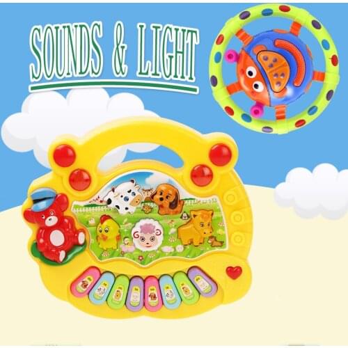 2Pcs Musical Instrument Toy Baby Kids Animal Farm Piano & ladybug Developmental Music Educational Toys for Children Gift FSWB