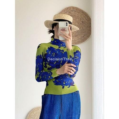 2021 traditional chinese pleated blouse chinese style tops retro tea clothing flower print blouses women daily chiffon blouse