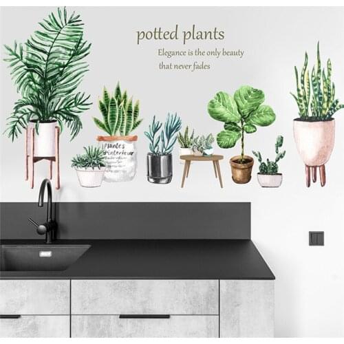 3D Effect Pastoral Fresh Wall Sticker Plant Cactus Wall Decals Nursery Children Window Home Decor Wall Decal Art Poster