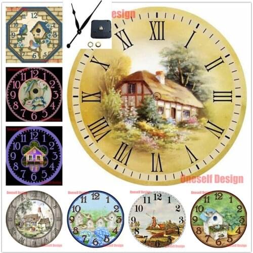 5d diamond embroidery full set clock house rhinestone pictures diamond painting clock home Christmas gift for home wall sticker