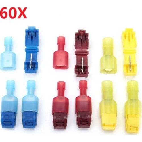 TC01 60pcs T-Tap Male Female Insulated Wire Quick Splice Terminal Connectors Set