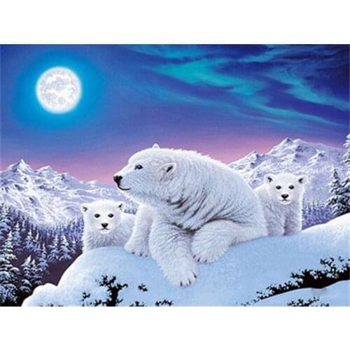 5D DIY Diamond Painting Full Square/Round Drill Diamond Embroidery Animal Polar Bear Picture Mosaic Rhinestone Home Decoration