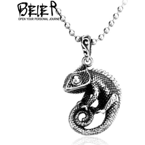 Beier new store 316L Stainless Steel pendant necklace lizard pendant for man personality animal men pendant LLBP8-065P