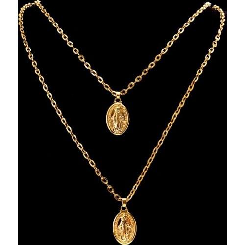 50cm length heart Choker Pendant figaro link Necklaces Women Girl African Arab Middle Eastern Wedding Gifts Neck Chain Jewelry