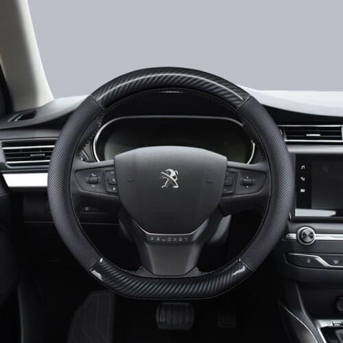 Genuine Leather +Carbon Fiber 38CM Car Steering Wheel Cover for Peugeot Partner 4 Colors High Quality Auto Accessories
