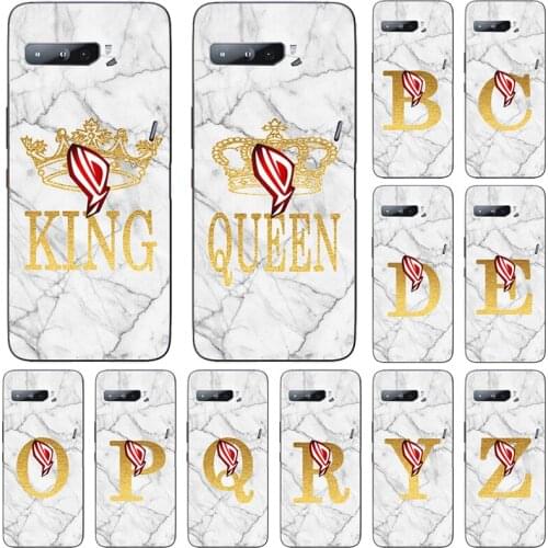 Phone Case For Asus ROG Phone 3 Strix ZS661KS / Asus ROG Phone III i003DD White Marble Golden English Letter Fashion Back Cover