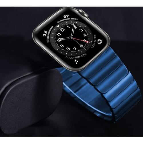 Business wrist for apple watch 44mm 40mm 42mm 38mm band series 6 5 4 3 Link Bracelet for iwatch se Stainless Steel watchband