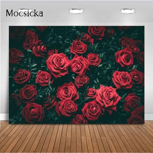 Red rose flower backdrop Valentines Day Background for Photo Studio Lover Baby Kids Portrait Photo Booth Background Studio Prop