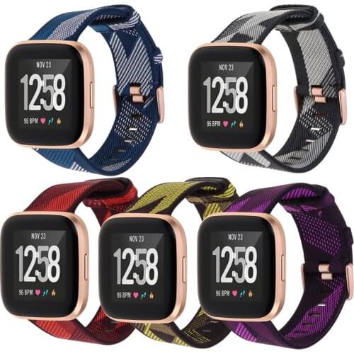 Multi For Fitbit Versa/Versa 2 Canvas Stripe WristBand Breathable Watch Strap with Multi-styles for Fitbit Versa 2 Bracelet