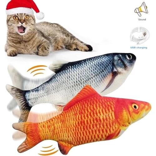 Pet Cat Toy 30cm Electric USB Charging Simulation Dancing Moving Floppy Fish Cats Toy for Pet Toys Interactive Dog Dropshipping