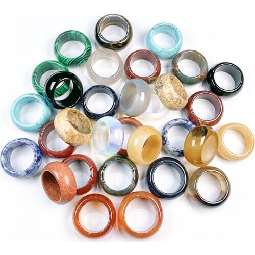 1Pcs Unisex Natural Stone Agates Rings Turquoises Finger Rings Jewelry for Men Women Gifts Wholesale