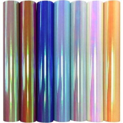 1 roll 10"x40"/25cmx100cm Laser Symphony Heat Transfer Vinyl Hologram Rainbow PVC Press Tshirt Iron On HTV Film