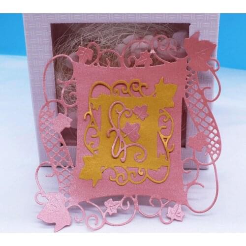 Leaves Grid Frame Metal Cutting Dies DIY Scrapbooking Album Paper Cards Making Decorative Embossing Etched Clear Stamps Dies