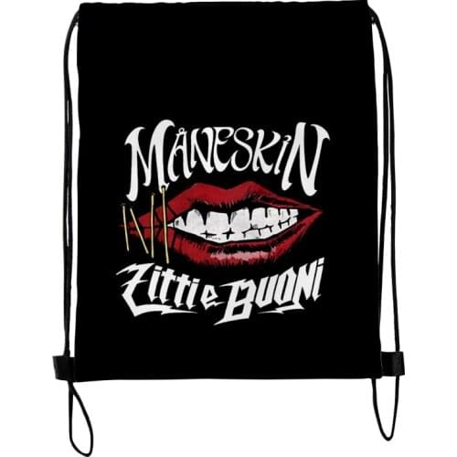 Maneskin Fashion Style Student Shoulder Storage Bag Drawstring Travel Beach Backpack Toys Shoes Clothes Organizer