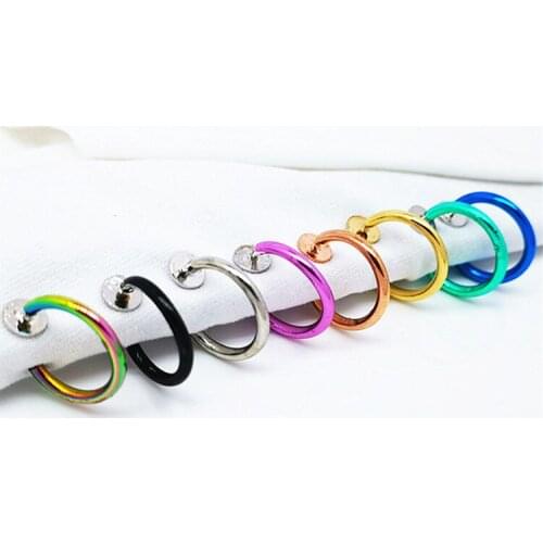 Fashion Multi Colors Clip on Nose Lip Ear Fake Stud Earrings Punk Goth Septum False Hoop Navel Body Piercing Jewelry