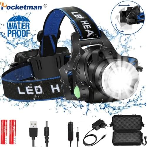 Headlamps Powerful LED Headlamp L2/T6 Zoomable Headlight Head Torch Flashlight Head Lamp By 18650 Battery For Fishing Hunting