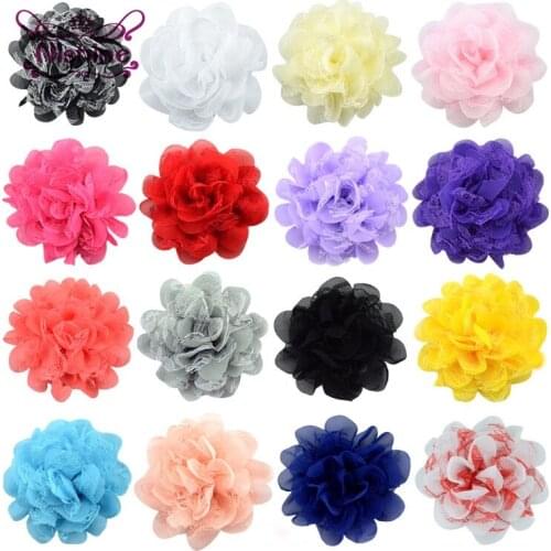 Nishine 10pcs/lot 10cm Chiffon Lace Flower For Girls Hair Accessories Hand Craft DIY Fabric Flower Clothing Shoes Hats Flower