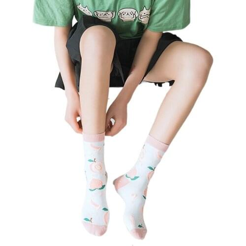 New summer cartoon fruit cotton watermelon lemon strawberry banana avocado women Korean version of socks fashion street socks