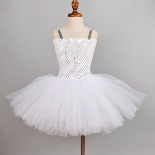 New Pure White Fluffy Tutu Dress Baby Cute Birthday Party Costume Girls Tooth Fluffy Dress Kid Halloween Tulle Dress newborn-12Y