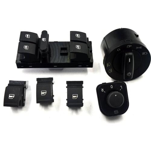 New Power Mirror Switch Headlight Switch Window Switch Button 6PCS/SET For Volkswagen VW Jetta MK5 golf 5 6 tiguan passat b6 CC