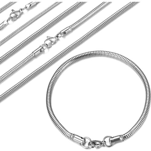 Wholesale 10pcs/lot 316 Stainless Steel Snake Chain Multi Sizes Bracelets and Necklace Jewelry with Lobster Claw Clasps
