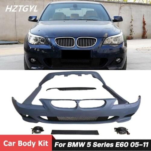 PP Unpainted Car Body Kit Front Rear Bumper Side Skirts For BMW 5 Series E60 525i 523i 528i 530i Facelift MT Style 05-11