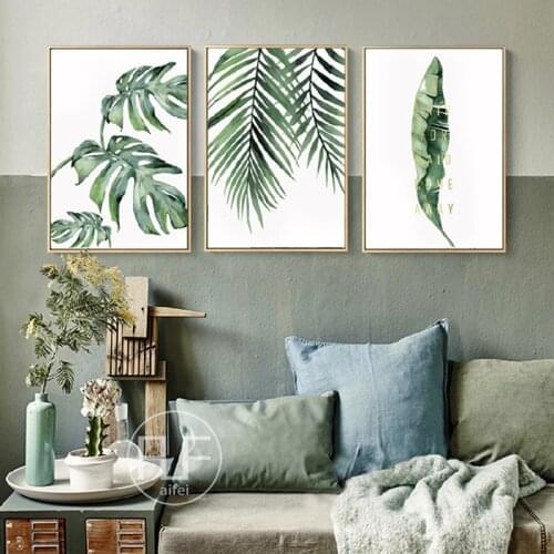 Green Leaves Poster Nimimalist Plant Canvas Painting Modern Nordic Decoration Home Art Wall Pictures For Living Room No Frame