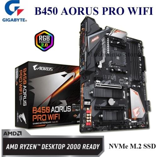 Socket AM4 Gigabyte B450 AORUS PRO WIFI Motherboard DDR4 AMD R3 R5 R7 M.2 SSD Desktop B450 Placa-Mãed AM4 HDMI-compatible New