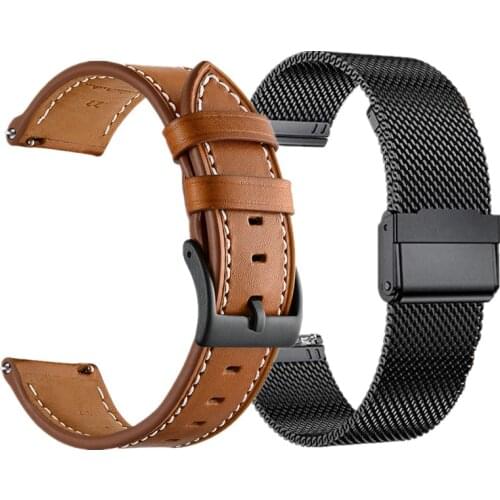 22mm 20mm Milanese Watchbands For Samsung Galaxy Watch 3 45mm 41mm Active 2 Leather Strap For Huawei Watch GT 2 Amazfit GTR 2