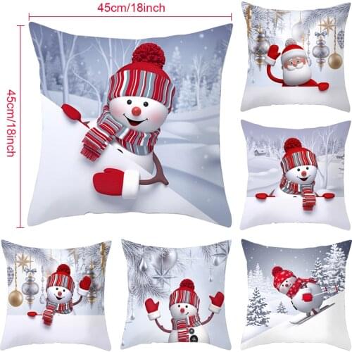 Christmas Snowman Cushion Cover Christmas Decorations for Home Cute Sofa Pillow Decor Navidad Xmas Gift New Year 2022 Home Decor