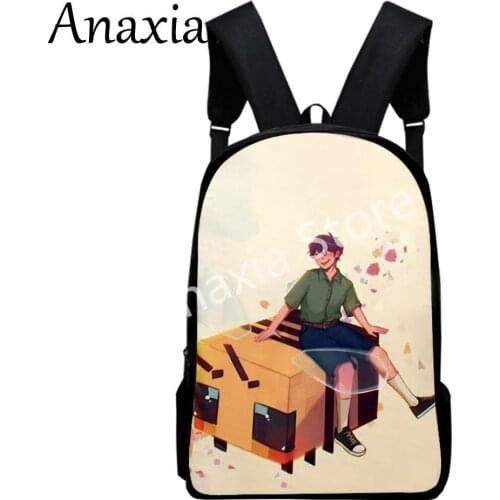 Dream smp tubbo 3D team merch Fashion Oxford Cloth Shoulder Backpack Printed Multi Zipper Pack Casual Student School Bag