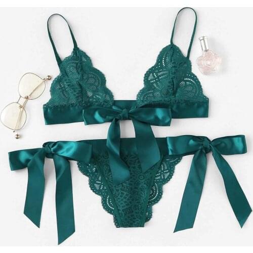 Sexy Bra Brief Set Women Underwear Set Bowknot Sexy Lingerie Lace Embroidery Lingerie Set Sexy Erotic Sensual Lingerie Women