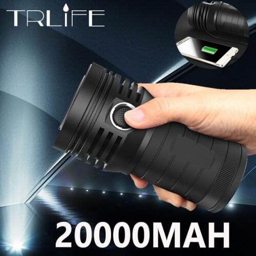 20000MAH Flashlight 3*P120 LED Ultra Powerful Searchlight Flash Lights Power Bank Built-in 4*18650 Battery Rechargeable Lamp
