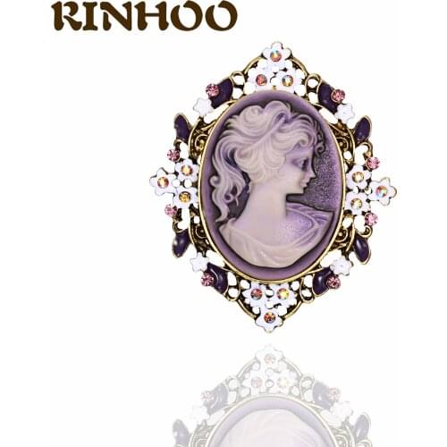 Vintage Rhinestone Crystal Beauty Portrait Brooch Pin Noble Pearl Brooches For Women Lady Garment Elegant Jewelry Good Gift