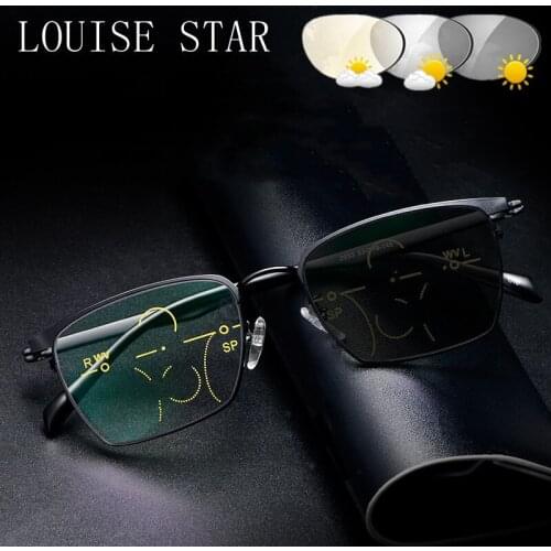 High Quality Far And Near Light Discoloration Progressive Multi-focus Reading Glasses Ladies Anti-Fatigue Sunglasses Mens Smart