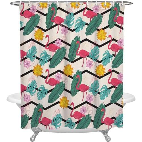 Animal Flamingo Plant Flower Shower Curtain Home Bath Decorative Waterproof Polyester Fabric Bathroom Curtain