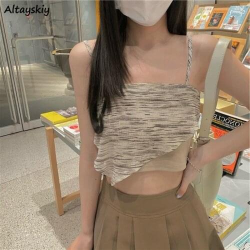 Camisole Women Design Fashion Streetwear All-match Asymmetrical Vintage Female Clothing Strap Summer Popular Harajuku Clothing