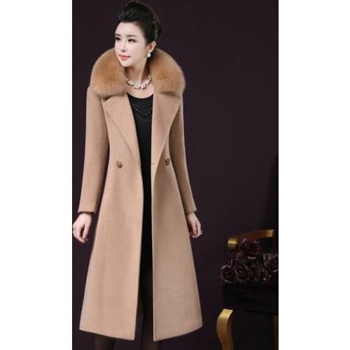 Trench coat for women middle aged fur coat for women DD383 C
