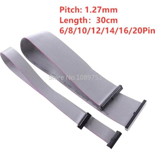 1pcs 1.27mm Pitch 30cm 6P 10P 14P 16P 20P JTAG ISP Download Cable Gray Flat Ribbon Data Cable For 1.27mm Connector