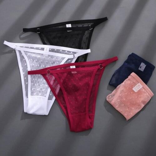 2pcs Lot Womens Underwear Lace Panties Sexy Dot Lingerie Woman Panties Sexy Thong G-String Female Pantys Perspective Intimates